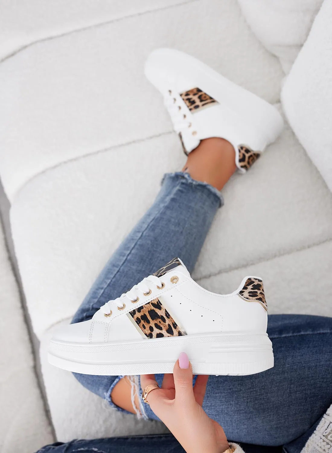 GWENDA - Sneakers bianche con inserti maculati