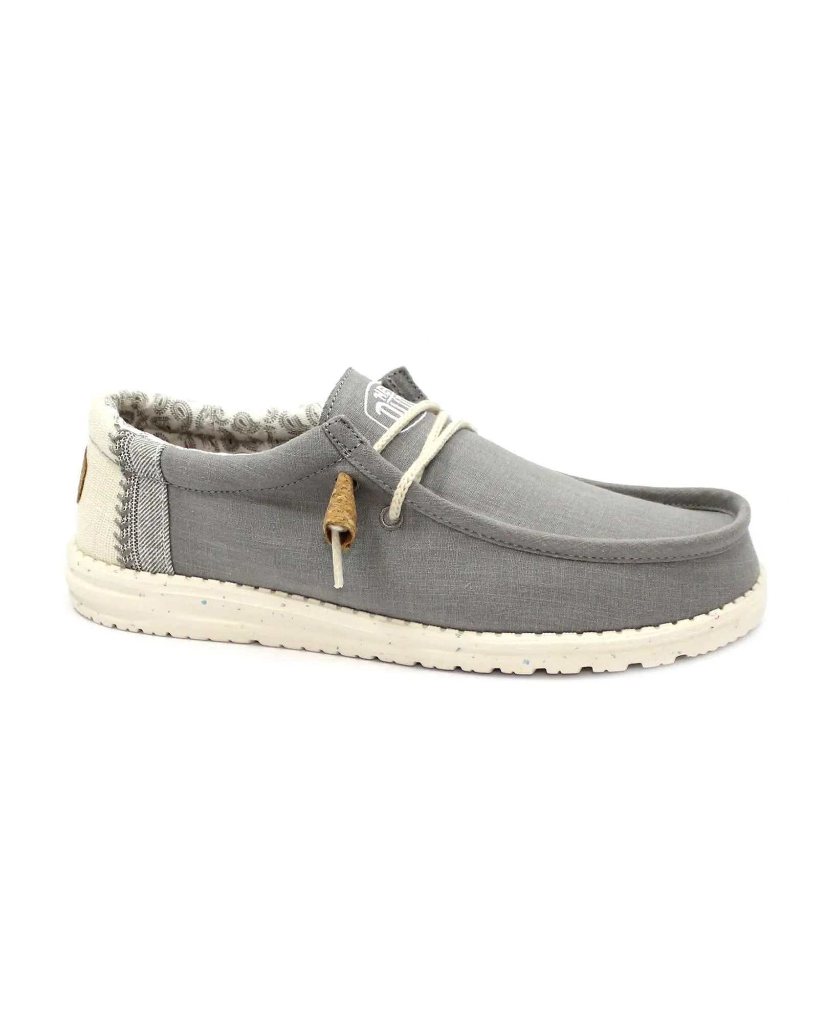 HEY DUDE WALLY BREAK STITCH grey grigio scarpe uomo sneakers lacci cotone traspiranti
