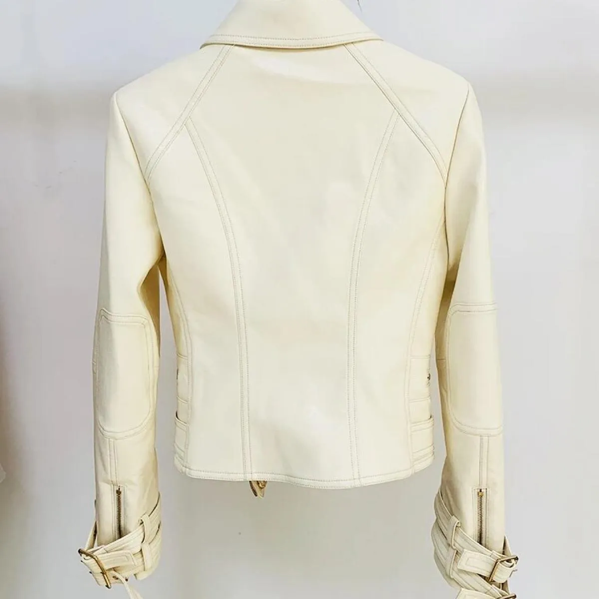 High Street Newest 2022 Fashion Designer Jacket Bottoni Leone da donna Giacca da moto in pelle sintetica da motociclista Finto L