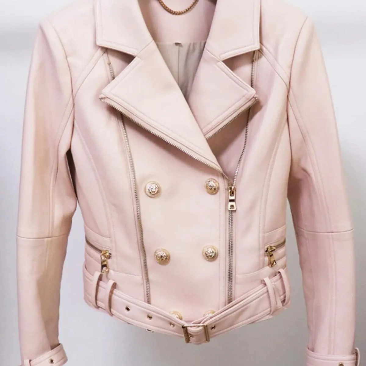 High Street Newest 2022 Fashion Designer Jacket Bottoni Leone da donna Giacca da moto in pelle sintetica da motociclista Finto L