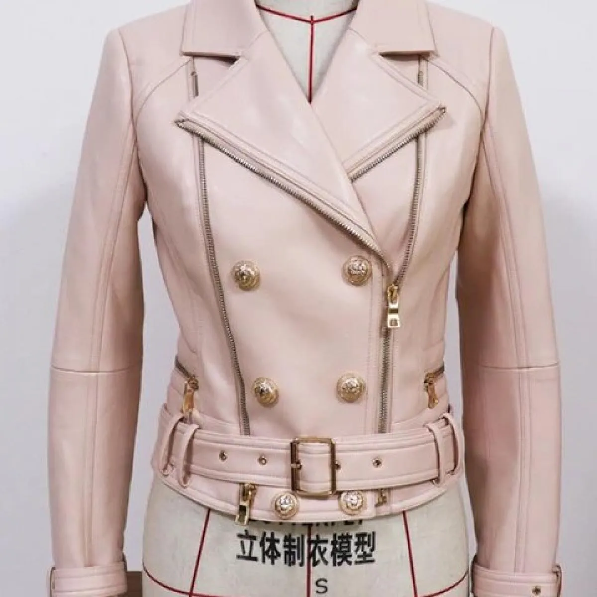 High Street Newest 2022 Fashion Designer Jacket Bottoni Leone da donna Giacca da moto in pelle sintetica da motociclista Finto L