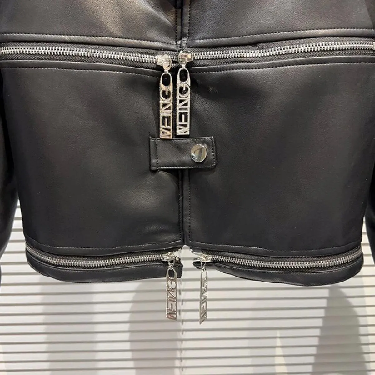 High Street più recente 2023 Autunno Inverno Designer Fashion Women' Zipper Standing Beck Giacca in pelle da motociclista
