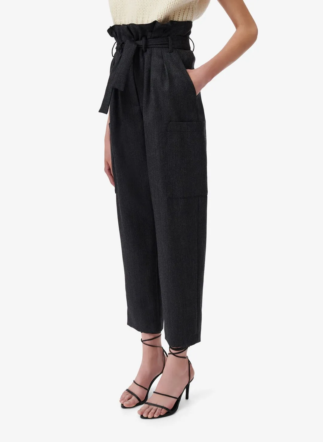  IRO   MELANIE - Pantalone dritto in lana mélange | Grigio
