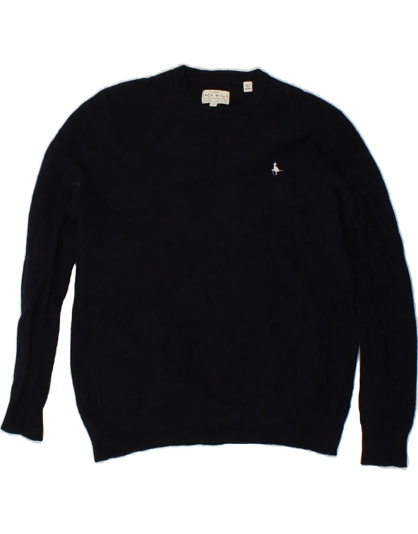 JACK & JONES Womens Crew Neck Jumper Sweater UK 14 Medium Navy Blue Wool