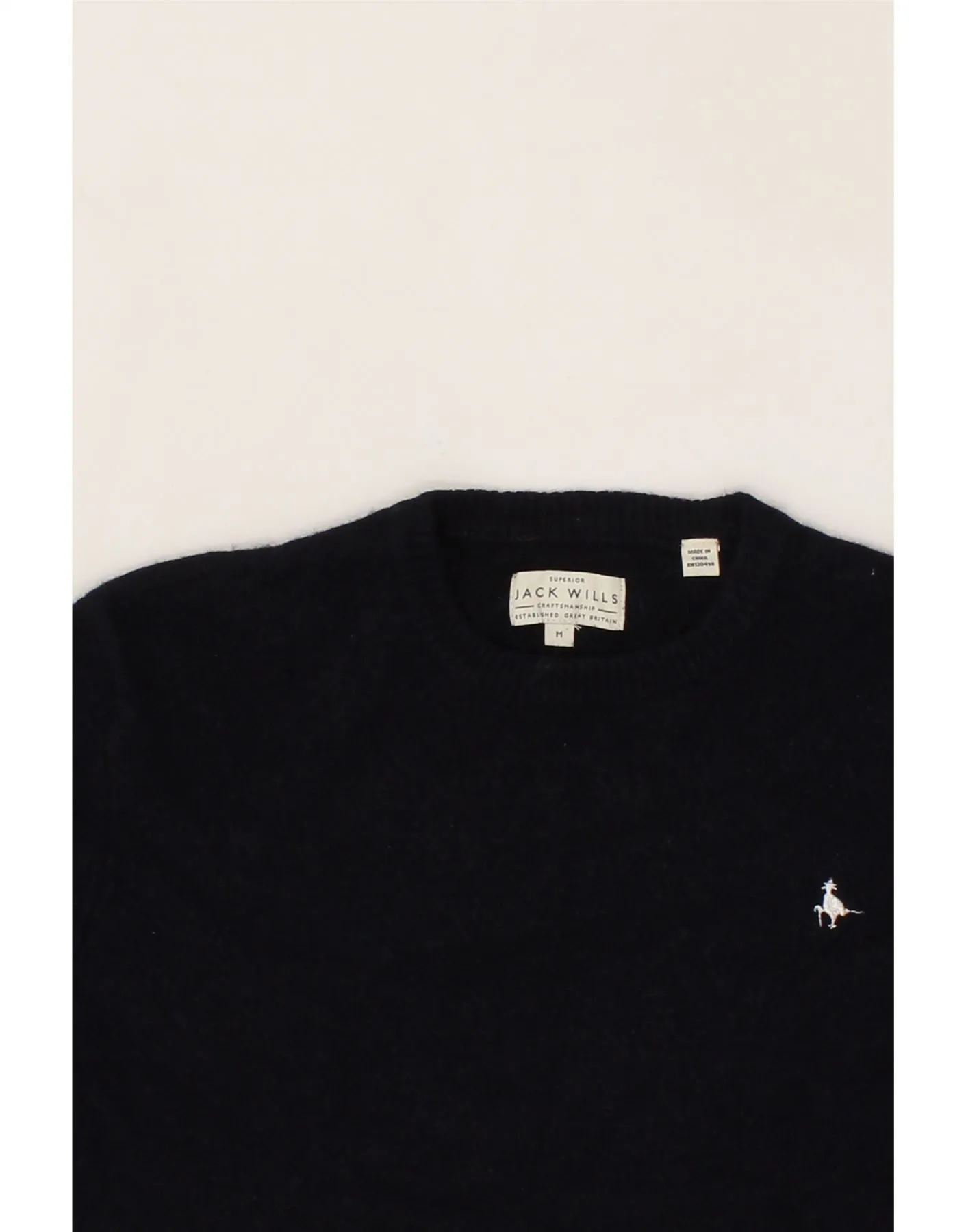 JACK & JONES Womens Crew Neck Jumper Sweater UK 14 Medium Navy Blue Wool