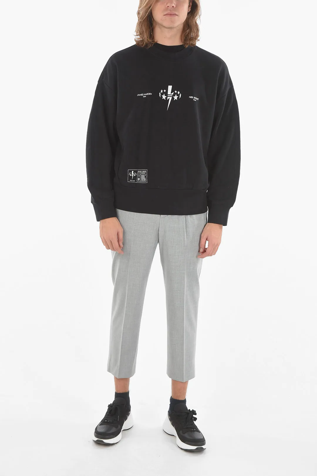 JAMES HARDEN X NEIL BARRETT Felpa girocollo Baggy con Stampa BOLT STAR