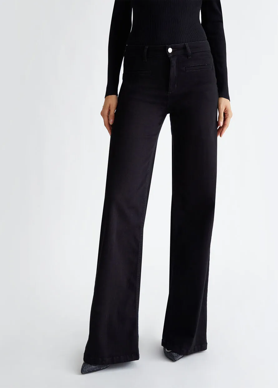 Jeans Flare Vita Alta Nero Liu Jo