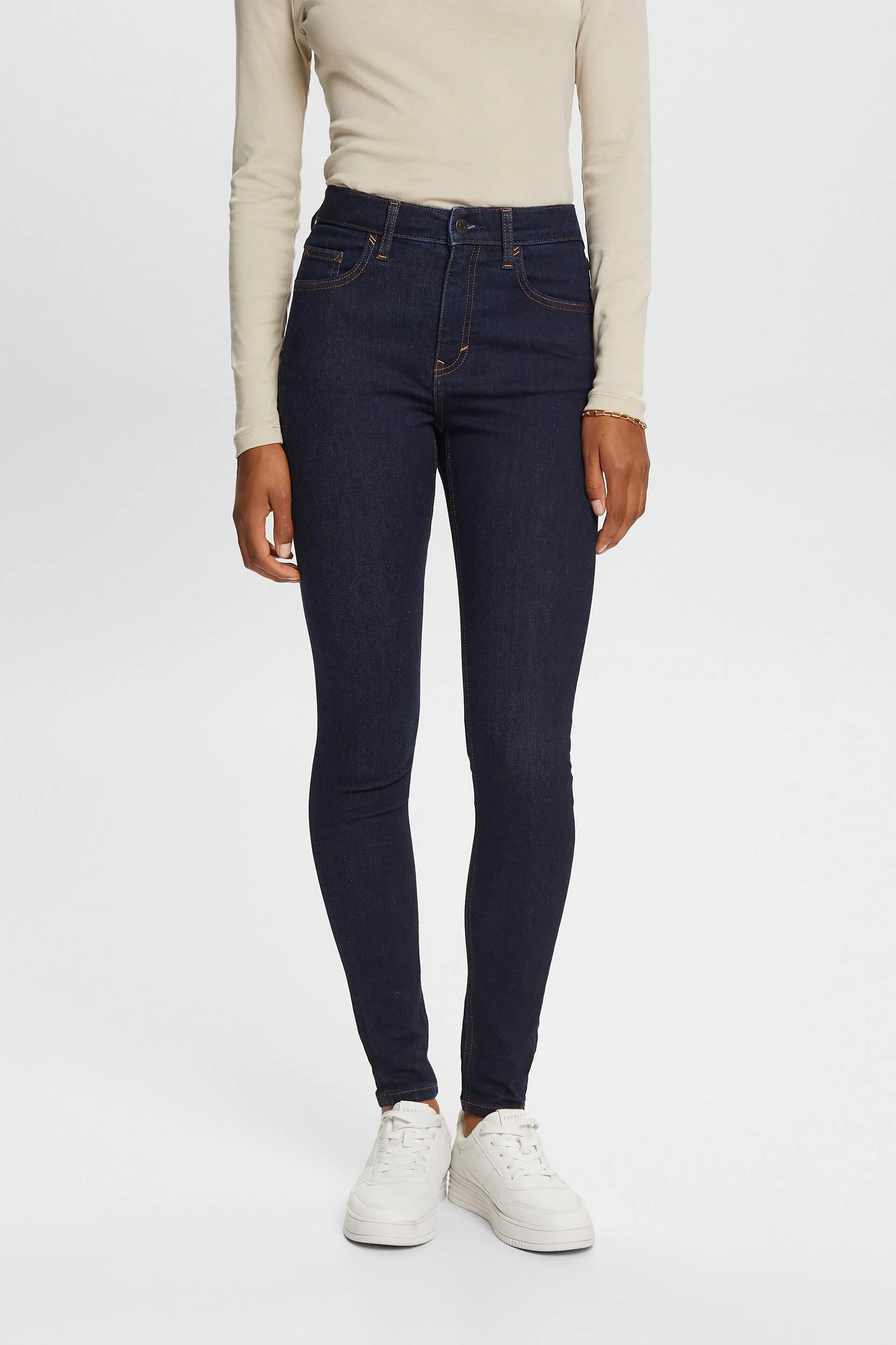Jeans skinny a vita alta, cotone stretch