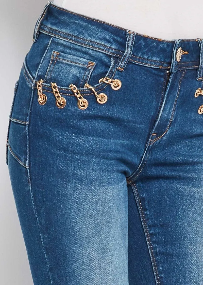 Jeans skinny con catena