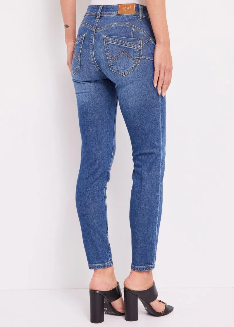 Jeans skinny cropped con catena