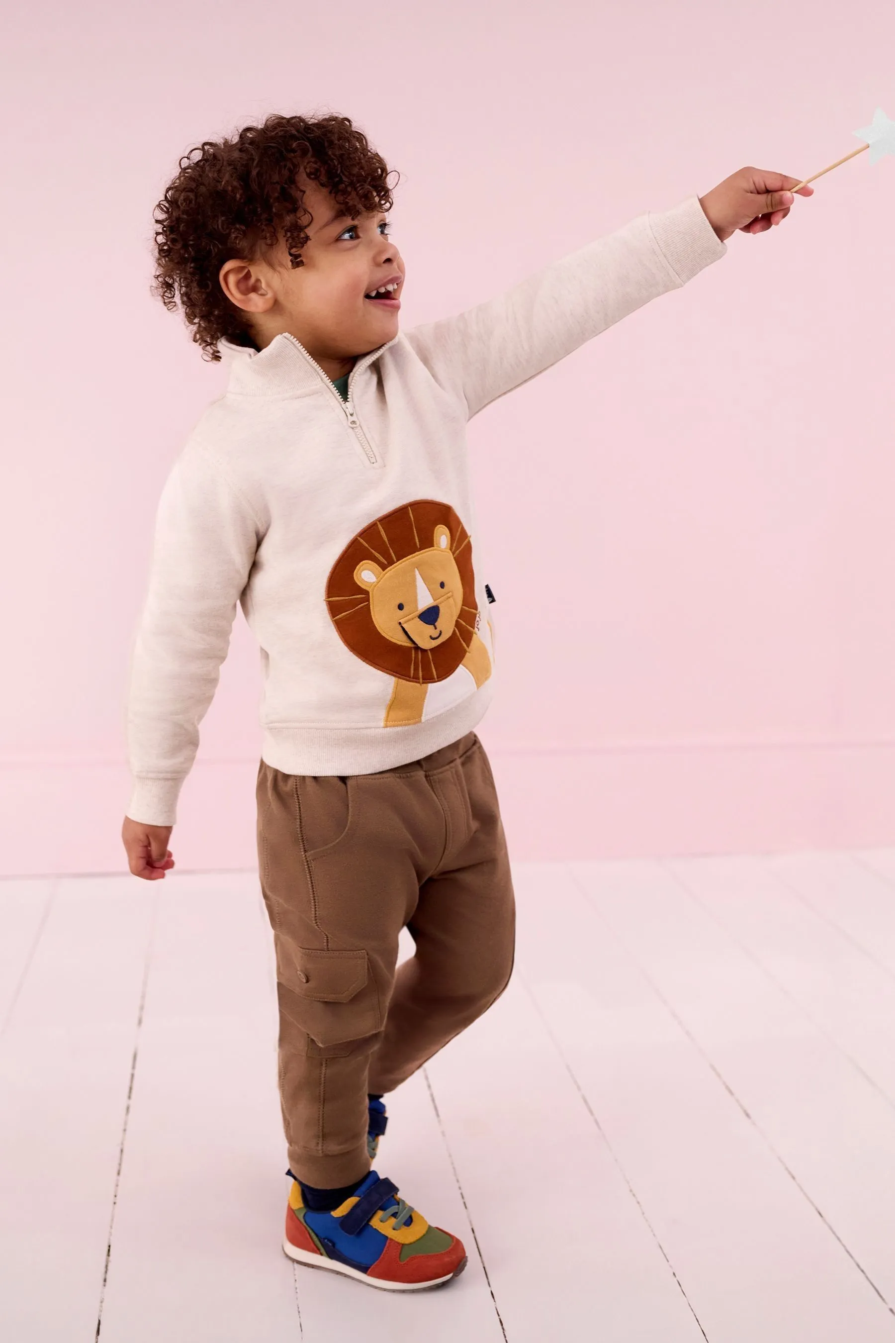 JoJo Maman Bébé Appliqué Half Zip Sweatshirt    