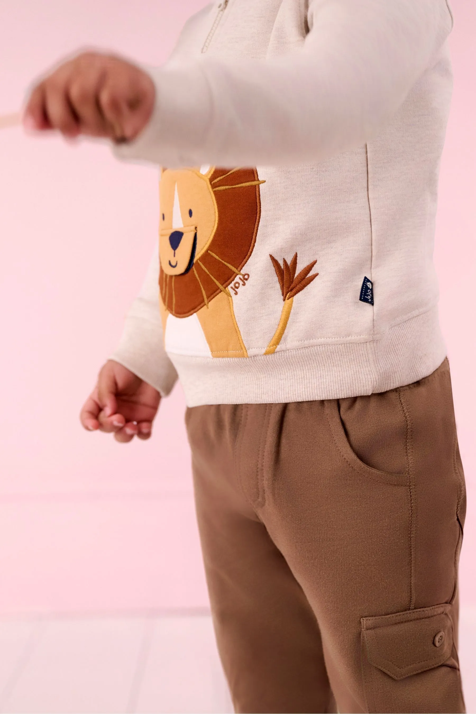 JoJo Maman Bébé Appliqué Half Zip Sweatshirt    