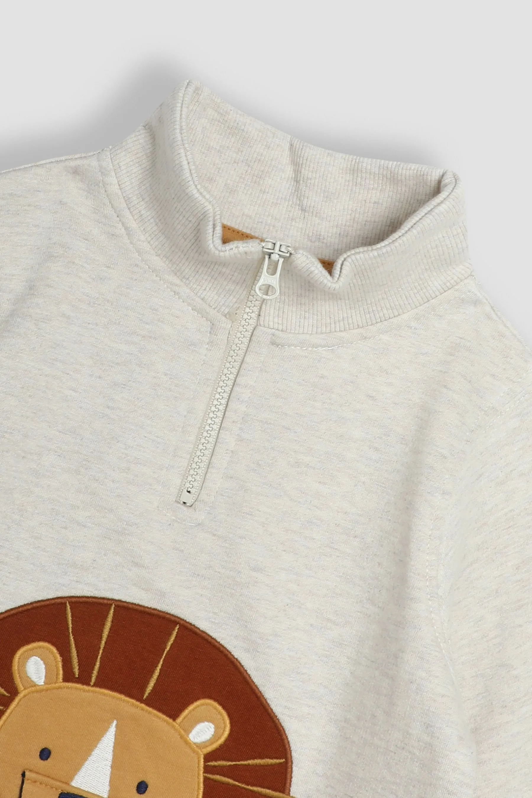 JoJo Maman Bébé Appliqué Half Zip Sweatshirt    