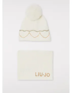 KF3129 04804 COORDINATO LIU JO GIRL BERRETTO E SCALDACOLLO CAPPELLO E COLLO KIDS