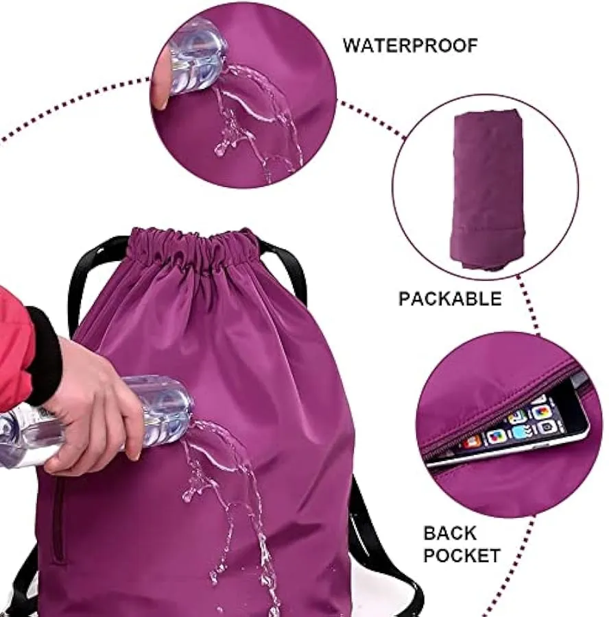 KLZUOPT Zaino da Escursionismo Borsa con Coulisse Zaino da Viaggio Zaino da Donna in Nylon Impermeabile con Bocca Pieghevole Bor
