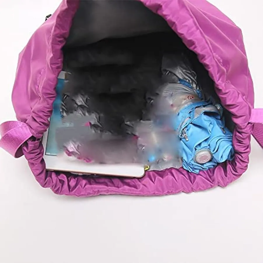 KLZUOPT Zaino da Escursionismo Borsa con Coulisse Zaino da Viaggio Zaino da Donna in Nylon Impermeabile con Bocca Pieghevole Bor