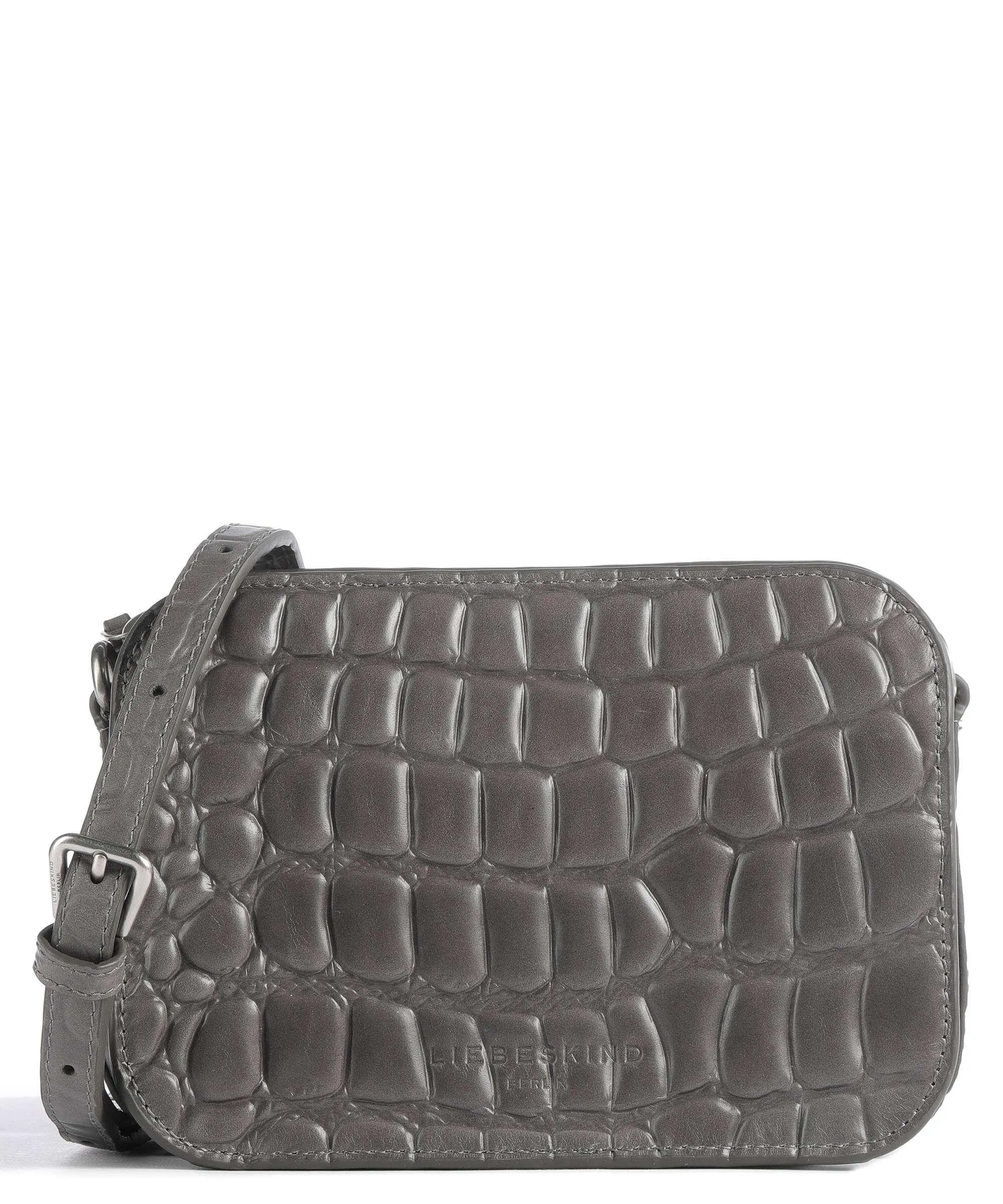  Liebeskind Luka Waxy Croco Borsa a tracolla pelle in rilievo grigio scuro  