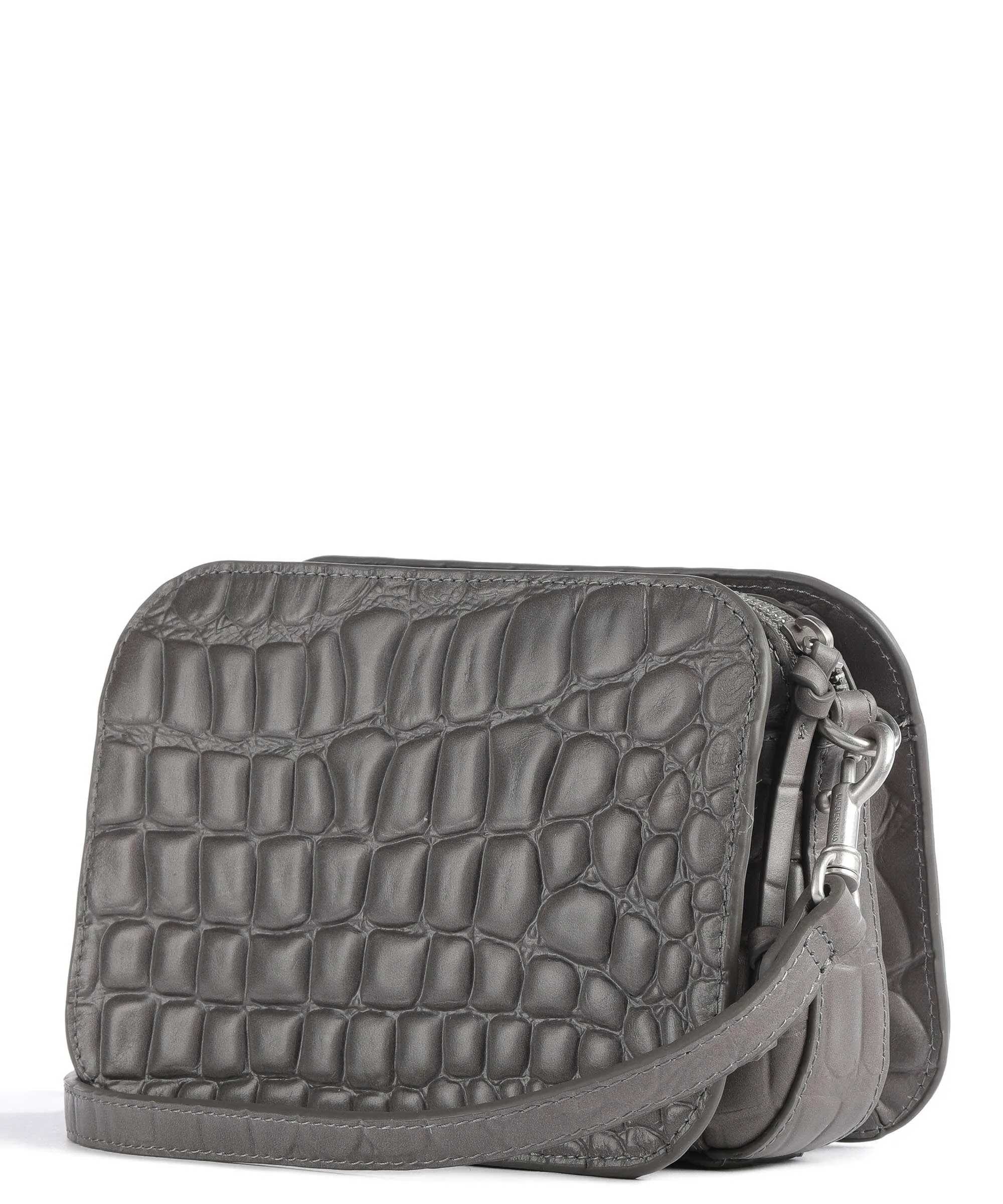  Liebeskind Luka Waxy Croco Borsa a tracolla pelle in rilievo grigio scuro  