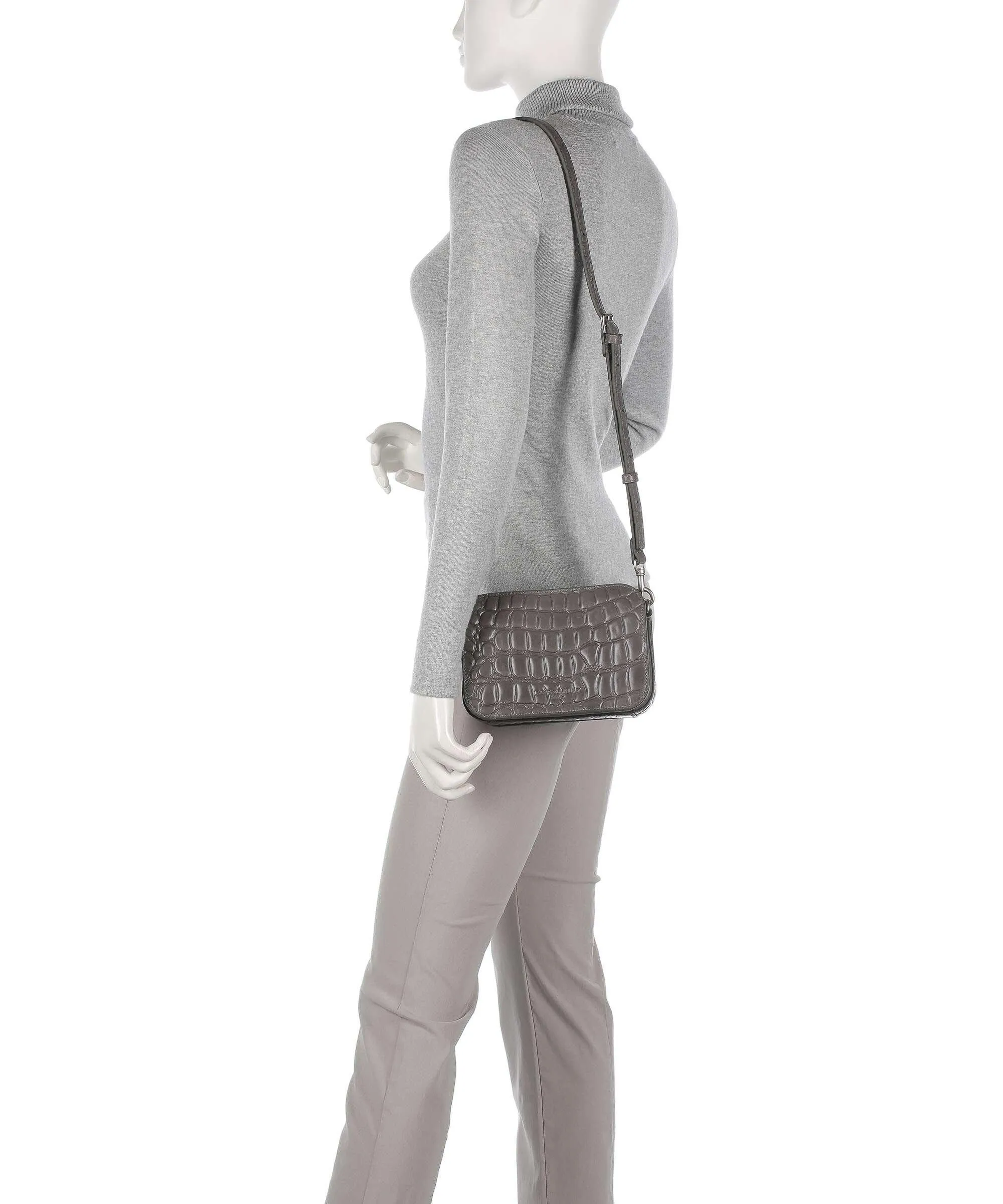  Liebeskind Luka Waxy Croco Borsa a tracolla pelle in rilievo grigio scuro  