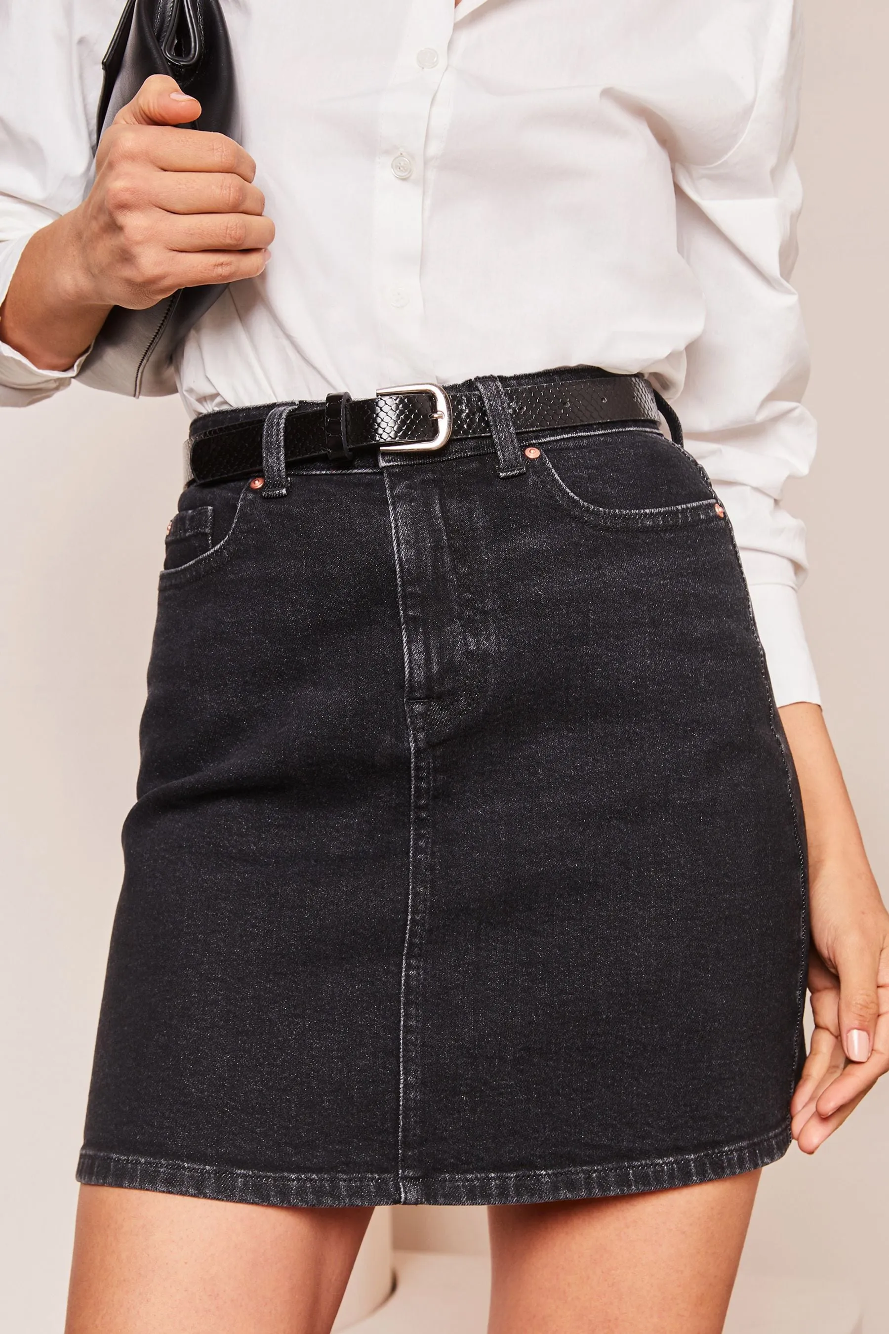 Lipsy Denim - Minigonna a vita alta