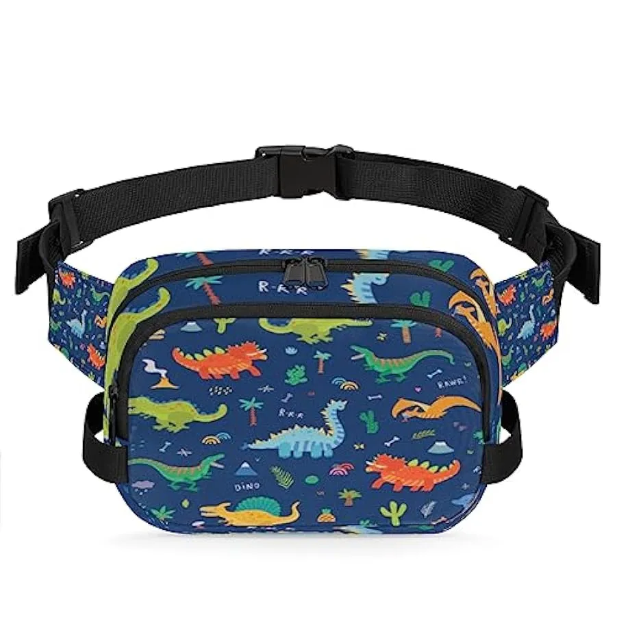 Marsupio da donna e da uomo con simpatici dinosauri, marsupio con dinosauri dei cartoni animati, alla moda, borsa a tracolla qua