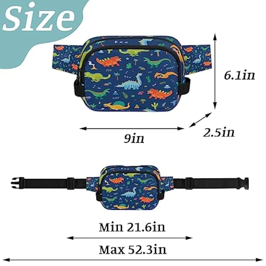 Marsupio da donna e da uomo con simpatici dinosauri, marsupio con dinosauri dei cartoni animati, alla moda, borsa a tracolla qua