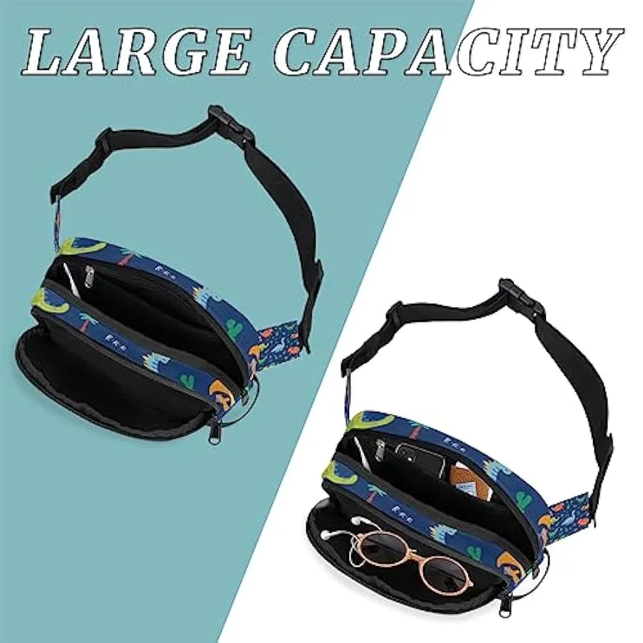 Marsupio da donna e da uomo con simpatici dinosauri, marsupio con dinosauri dei cartoni animati, alla moda, borsa a tracolla qua