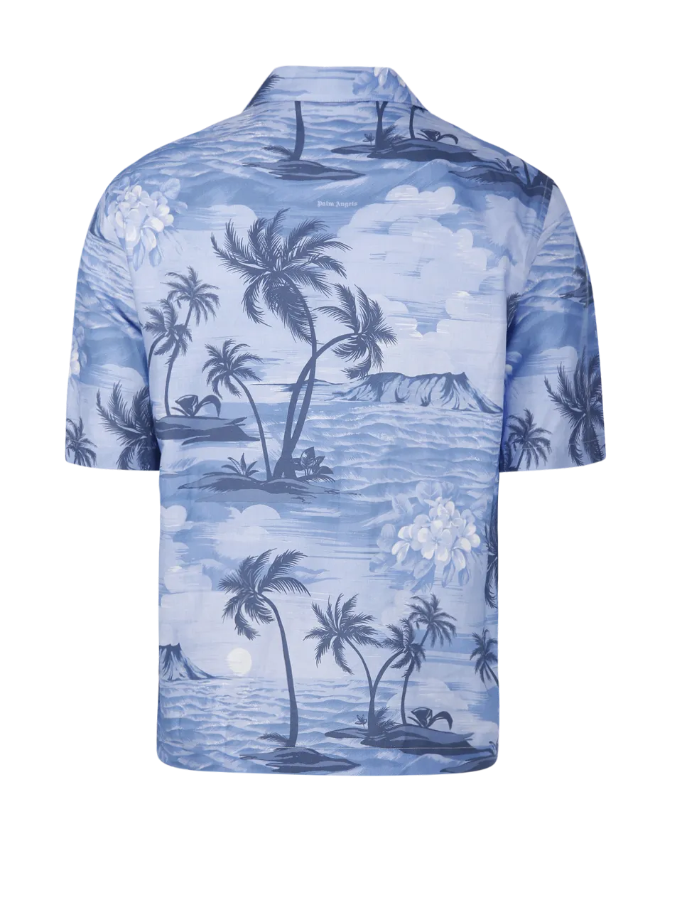 MEN PALM ANGELS BLUE COTTON SUNSET BOWLING SHIRT