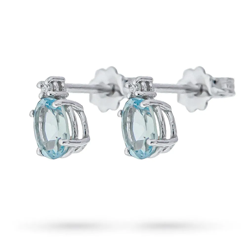 Orecchini acquamarina ovale 0,84ct diamante 0,04ct Luigi Quaglia