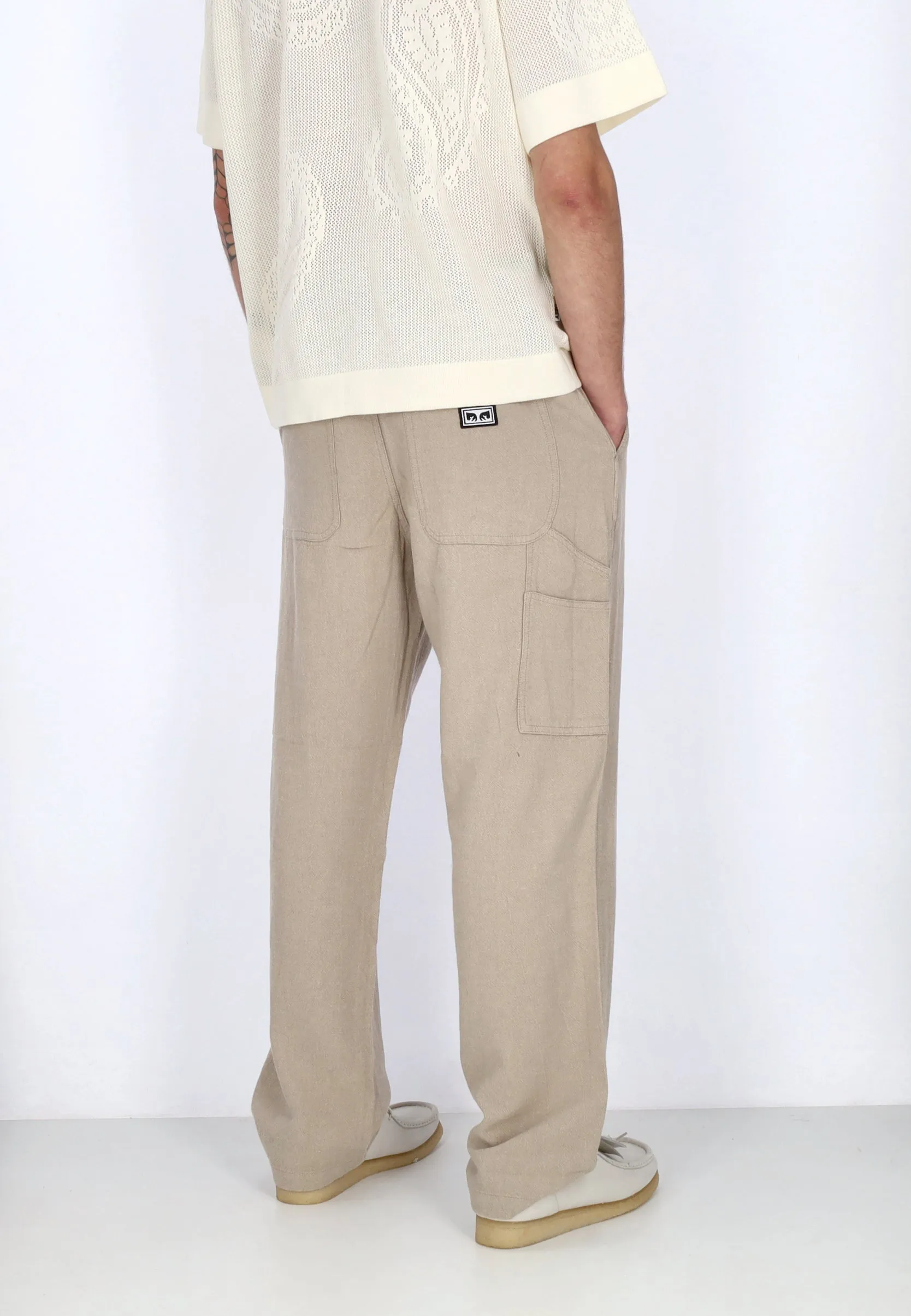 Pantalone Lungo Uomo Hardwork Linen Carpenter Pant Oatmeal