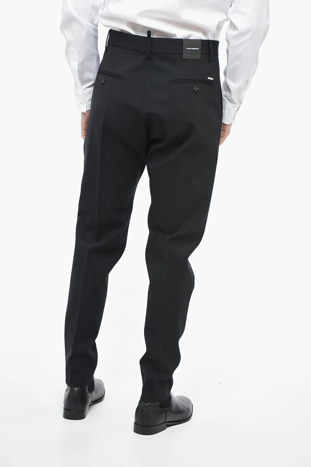 Pantaloni 1 PLEAT AVIATOR in Lana con Pince Frontale