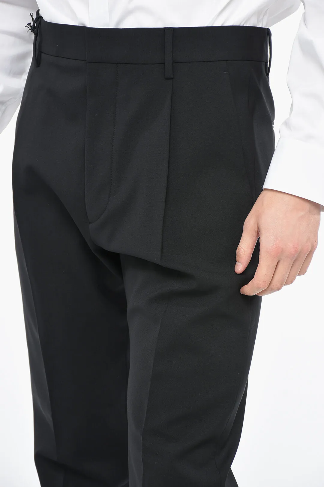 Pantaloni 1 PLEAT AVIATOR in Lana con Pince Frontale