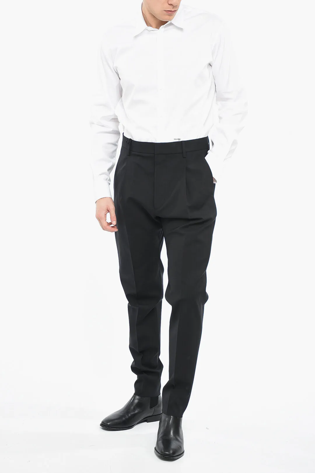 Pantaloni 1 PLEAT AVIATOR in Lana con Pince Frontale