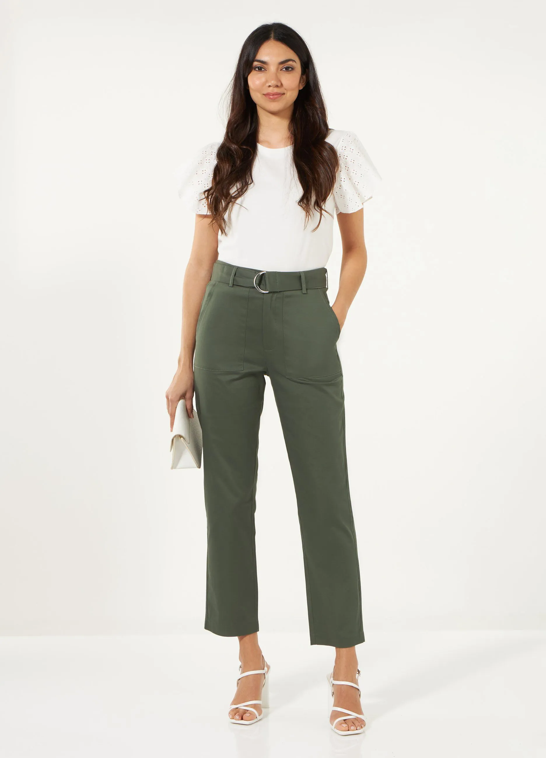 Pantaloni a vita alta con cintura donna