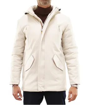 Parka Uomo con Cappuccio colore Panna