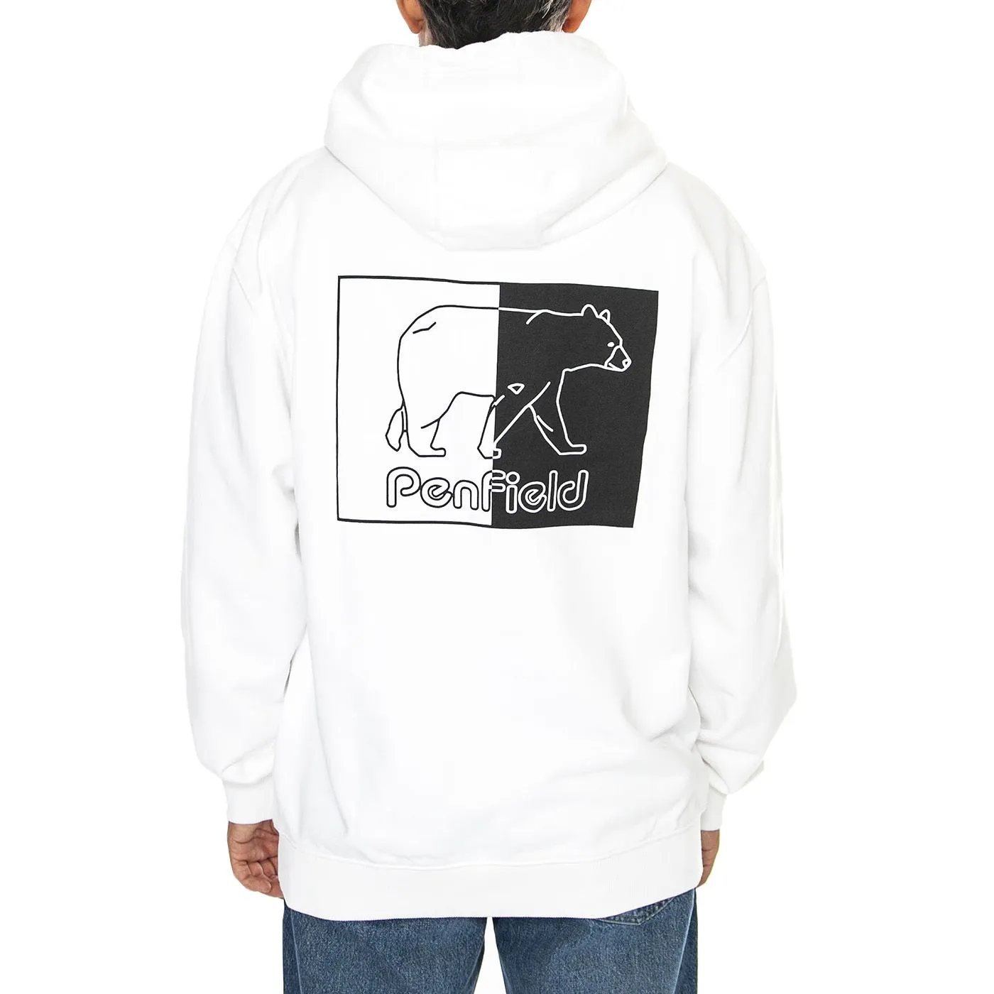 PENFIELD Inverted Bear Hood Bright White - Felpa con Cappuccio Uomo Bianca    