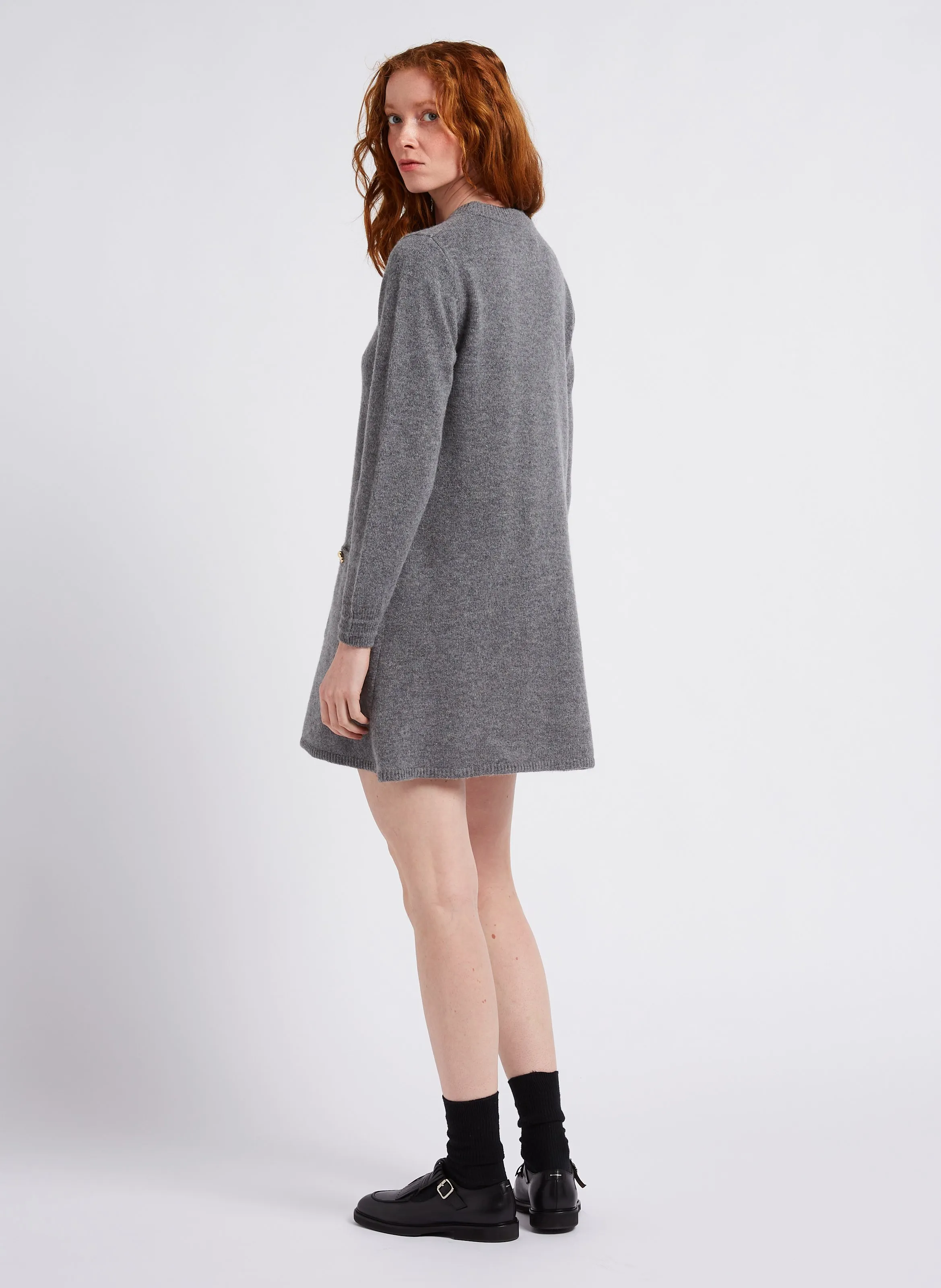  PETITE MENDIGOTE   ROSS - Vestito corto con collo tondo in lana e cashmere misto | Grigio