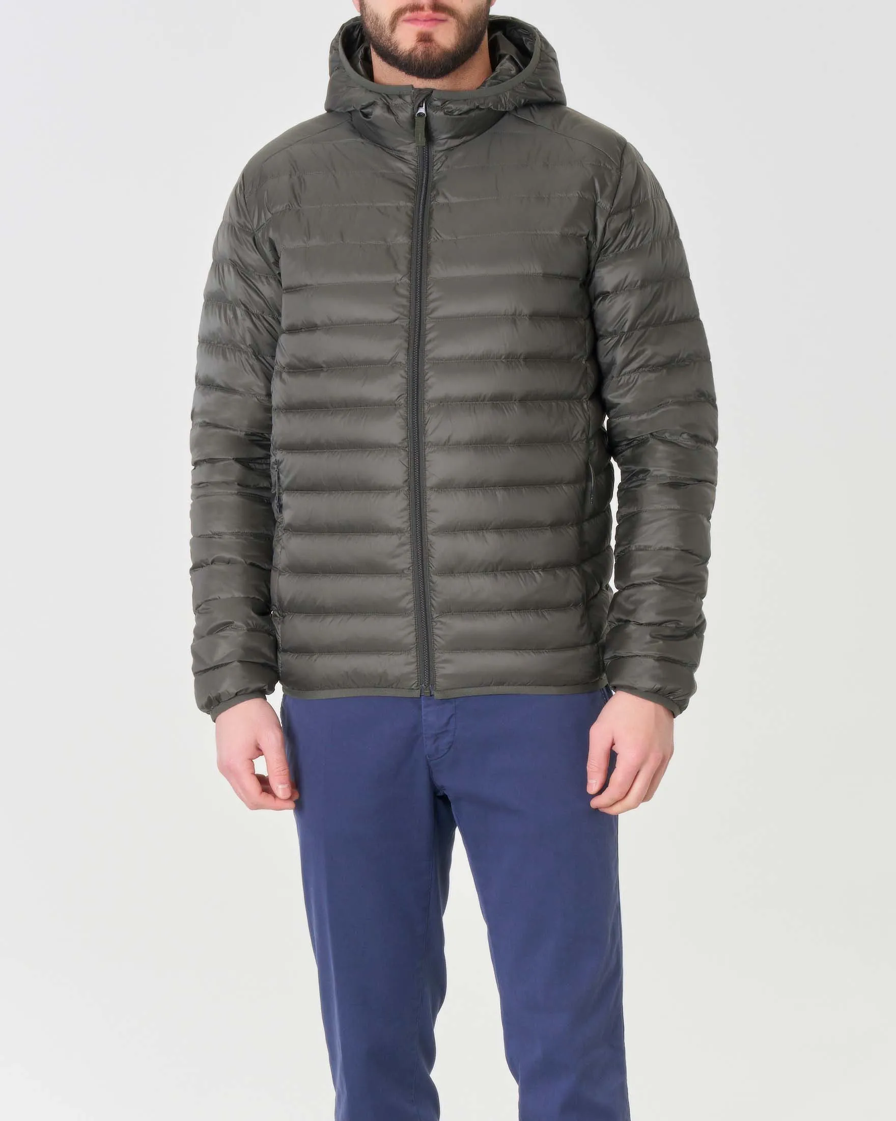 Piumino 100 grammi verde militare con cappuccio
