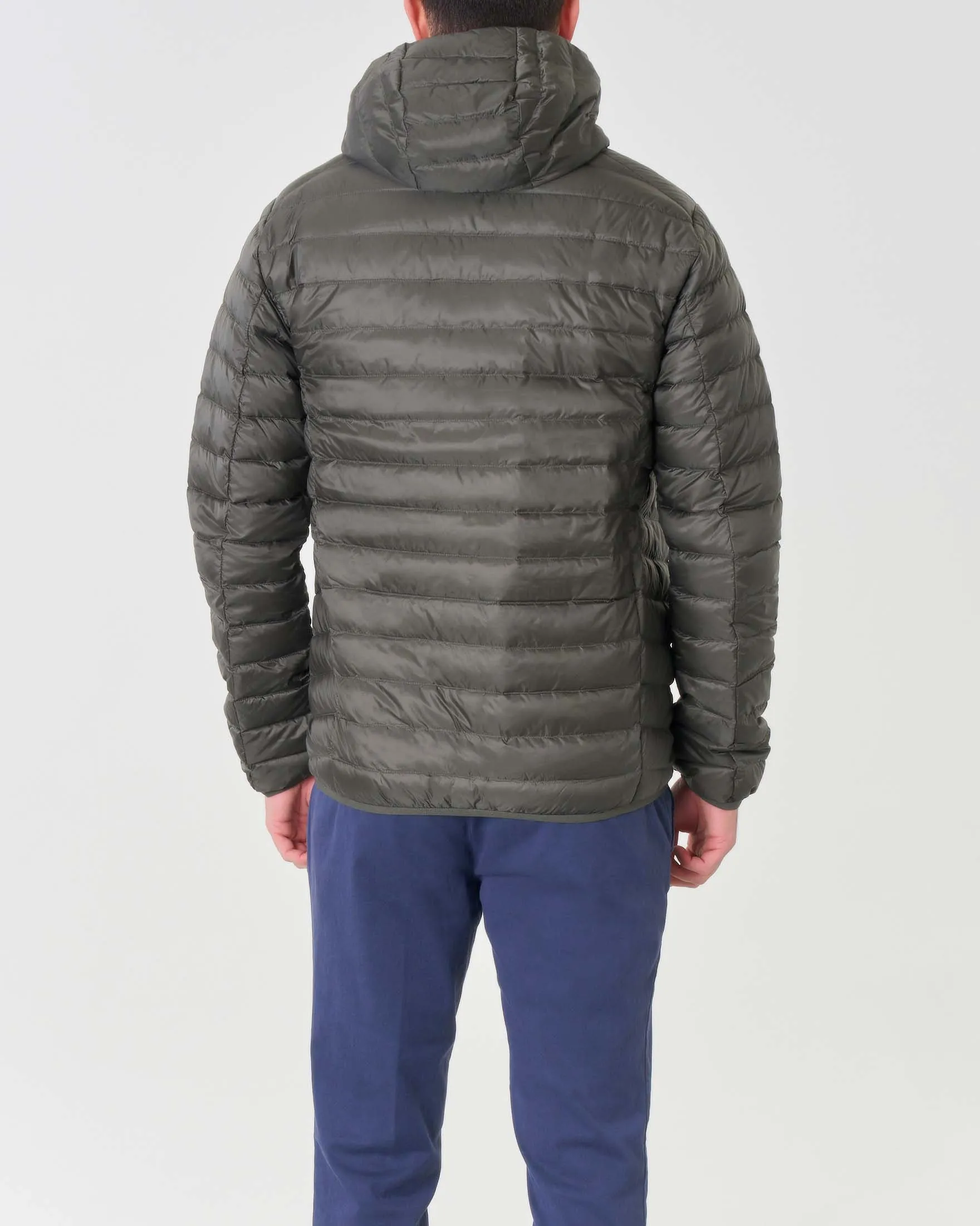 Piumino 100 grammi verde militare con cappuccio