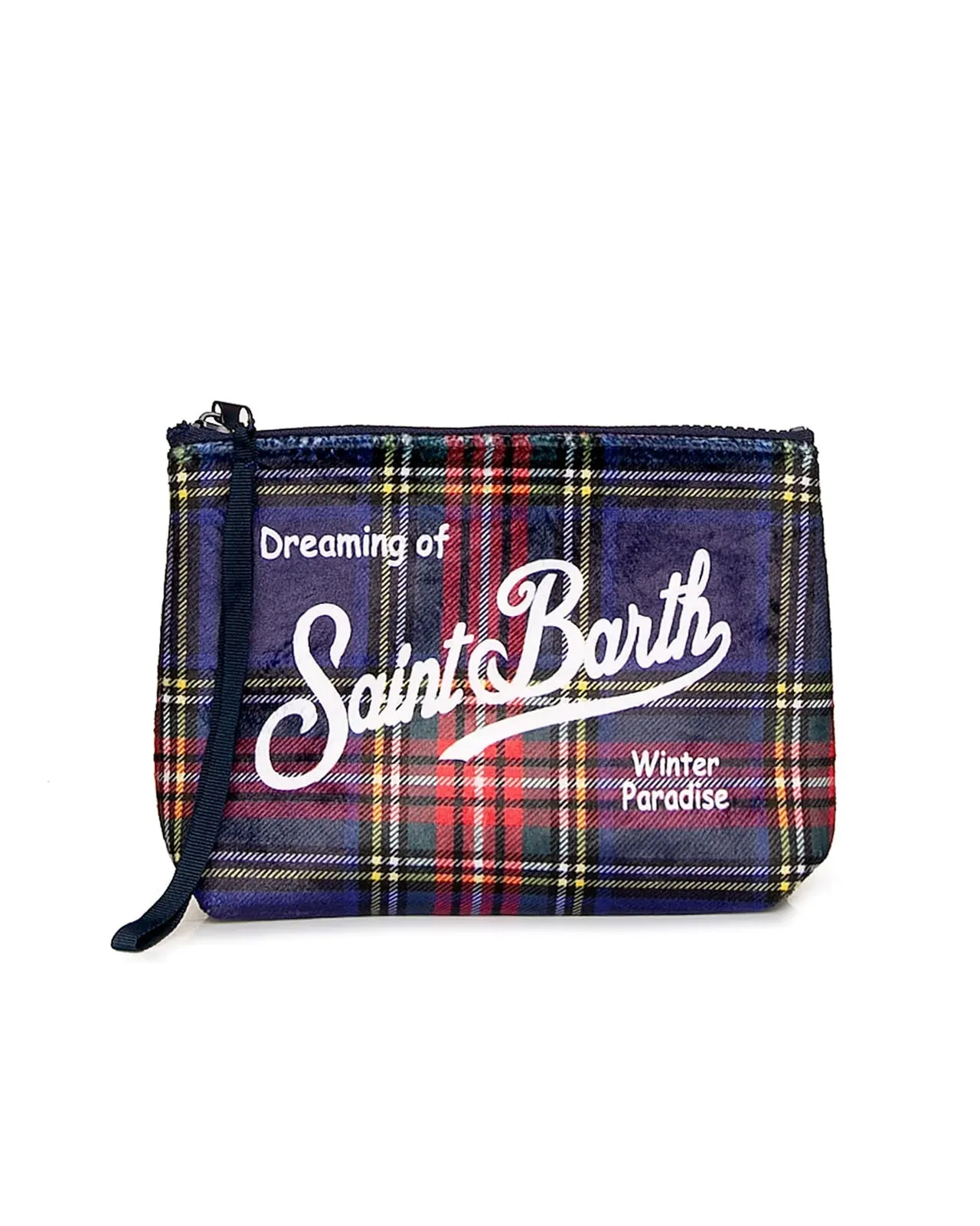 Pochette Aline Neoprene tartan blu