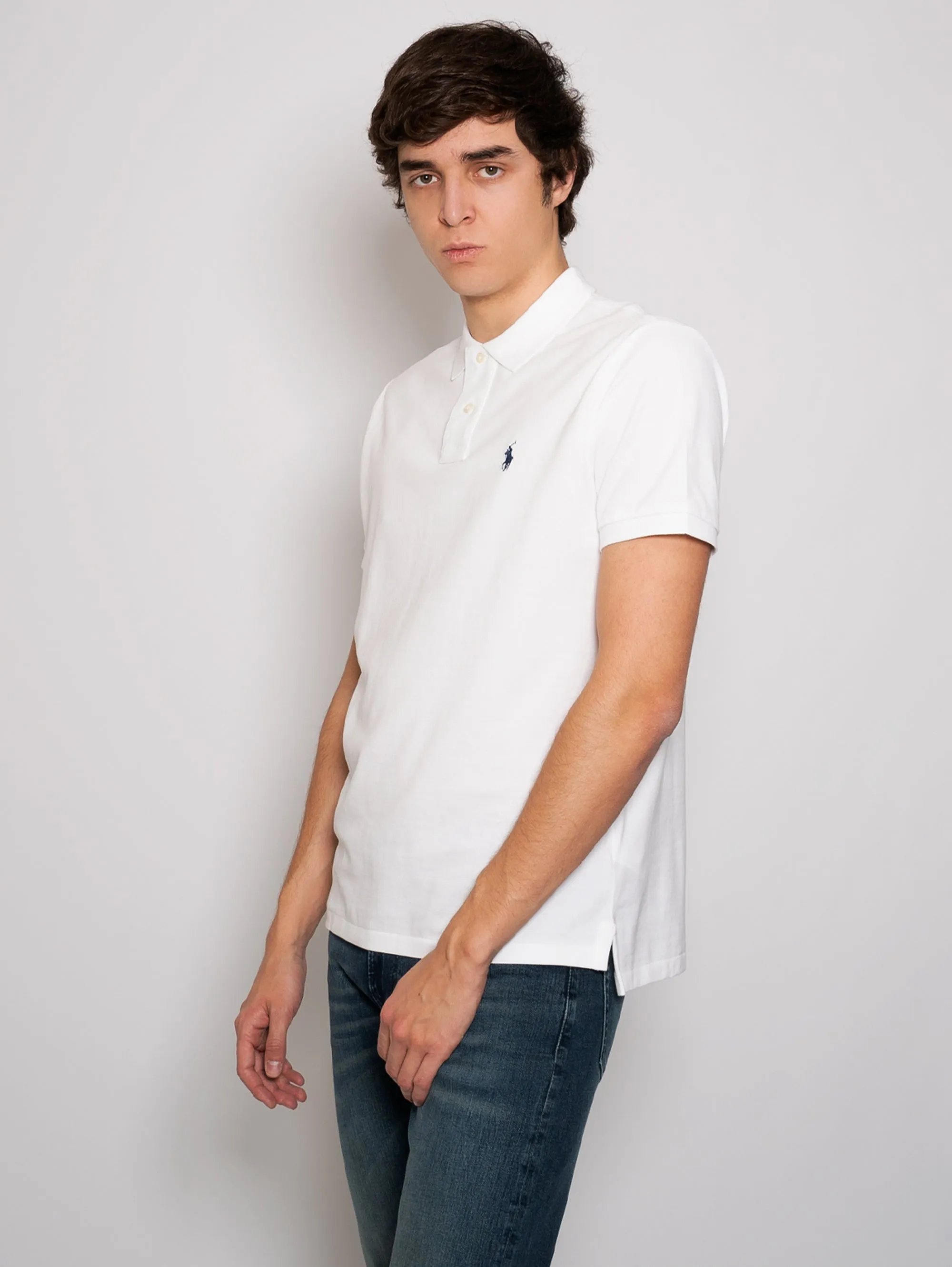 Polo in Cotone Custom Slim Fit Bianco