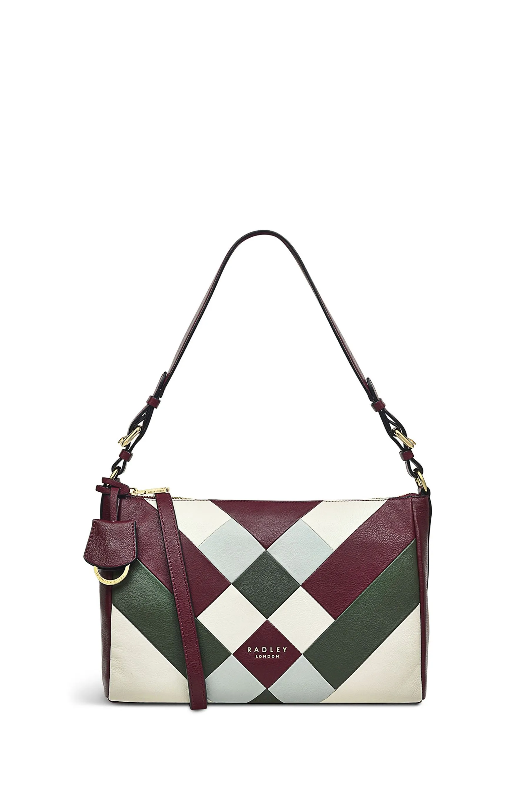 Radley London - Rosso - Dukes Place - Borsa a rombi patchwork medio con zip sulle spalle