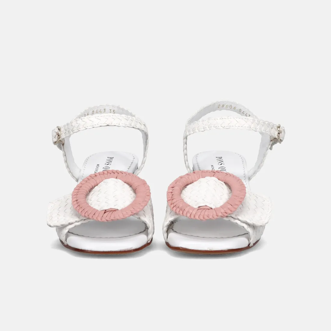Sandalo Bayona Pons Quintana Bayona bianco e rosa in pelle intrecciata