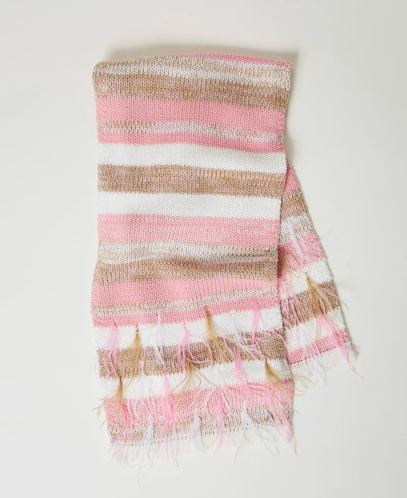 Sciarpa jacquard con piume