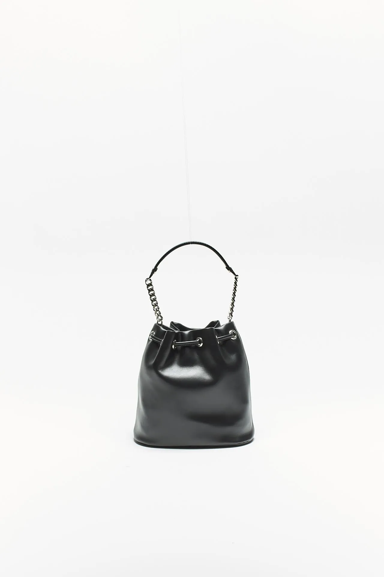 Secchiello mini a mano ORCIANI in pelle nero 
