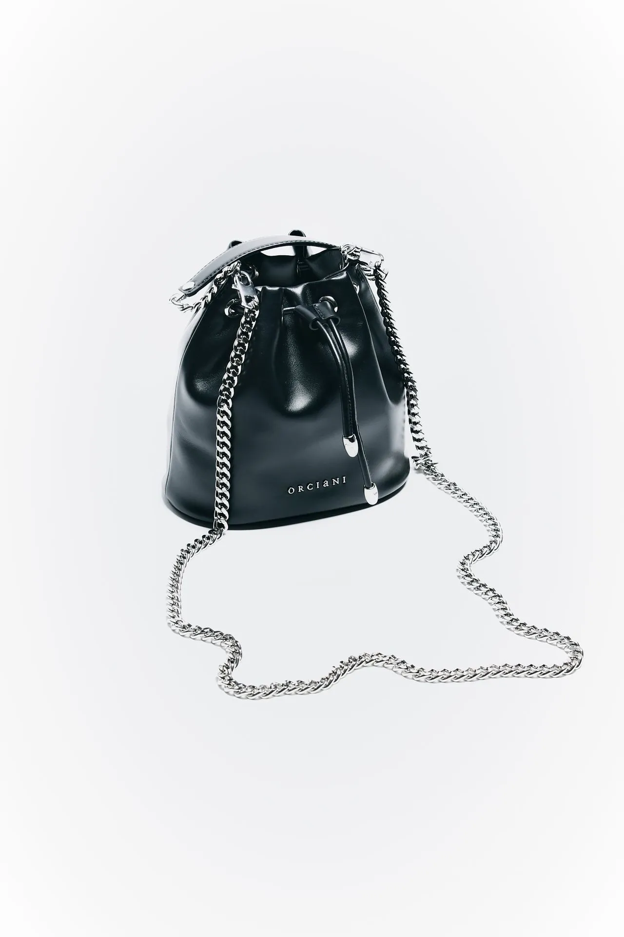 Secchiello mini a mano ORCIANI in pelle nero 