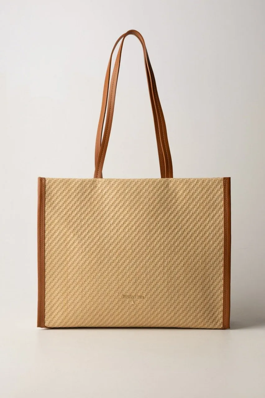 Shopper bag intrecciata Natural/Cuoio