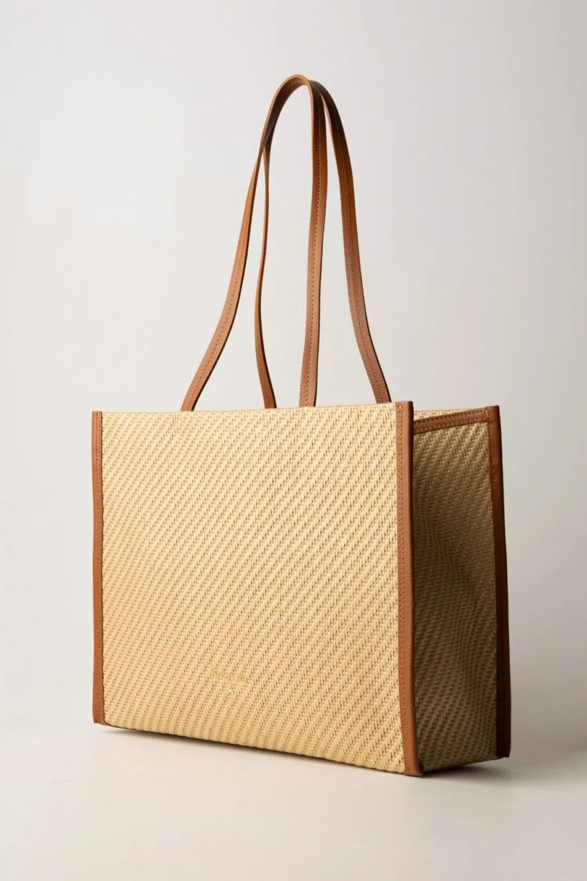 Shopper bag intrecciata Natural/Cuoio