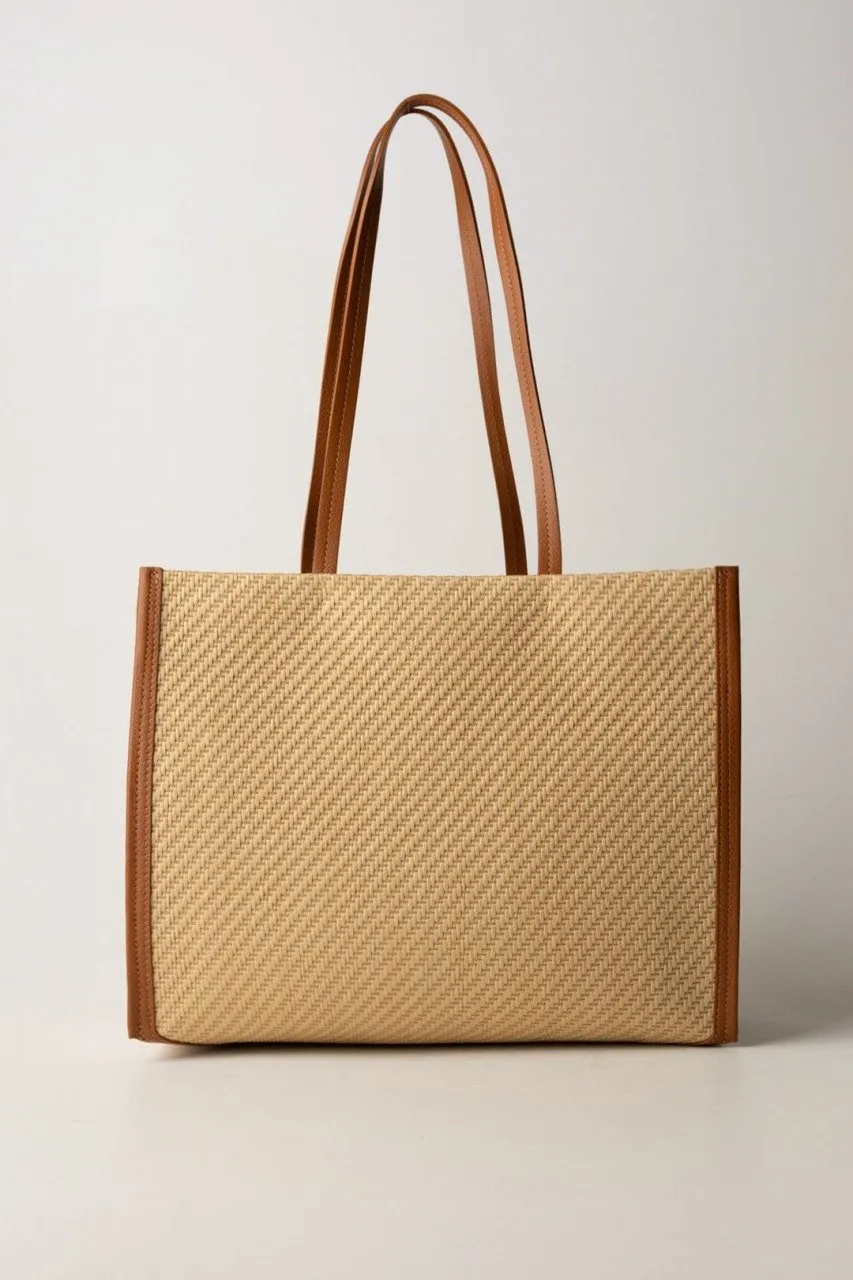 Shopper bag intrecciata Natural/Cuoio