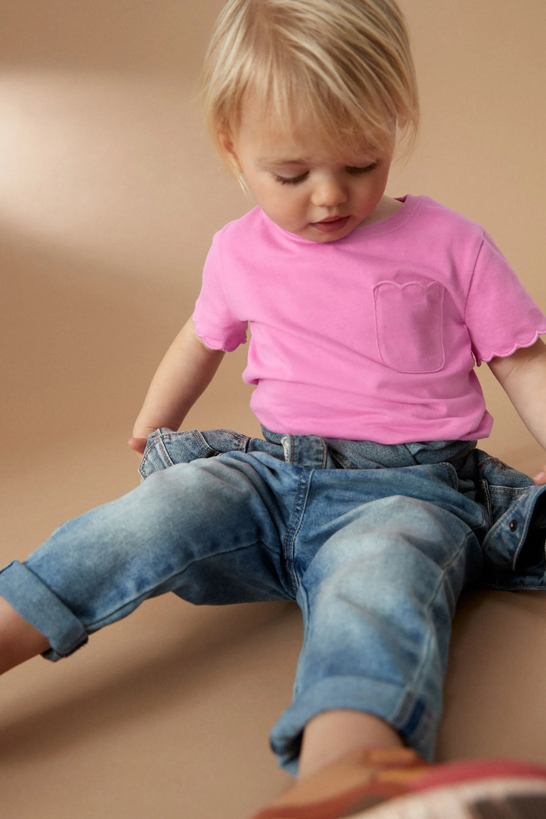 Short Sleeve Scallop 100% Cotton T-Shirt (3mths-7yrs)    